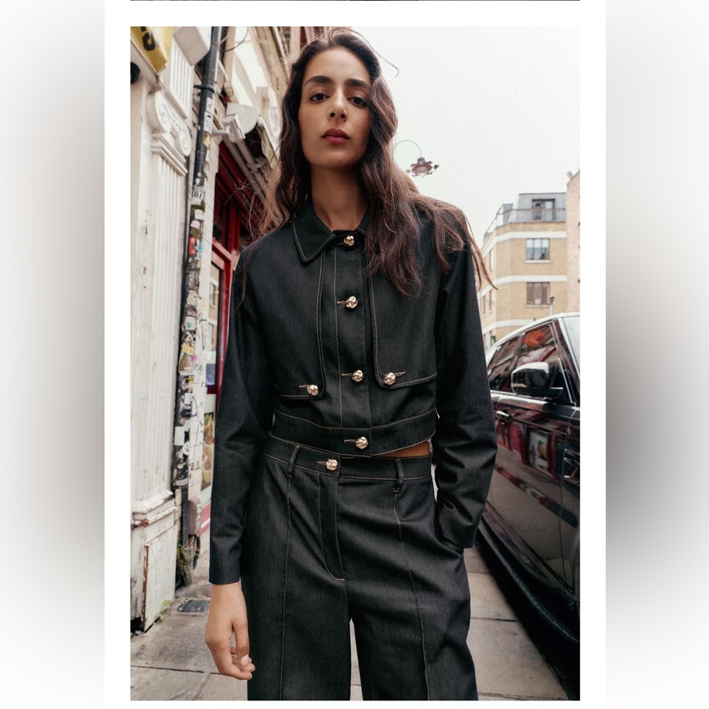 Zara contrasting stitch short Jacket - Picture 3 of 10